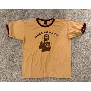 SNL Saturday Night Live More Cowbell Ringer T-Shirt Mens L Yellow Will Ferrell